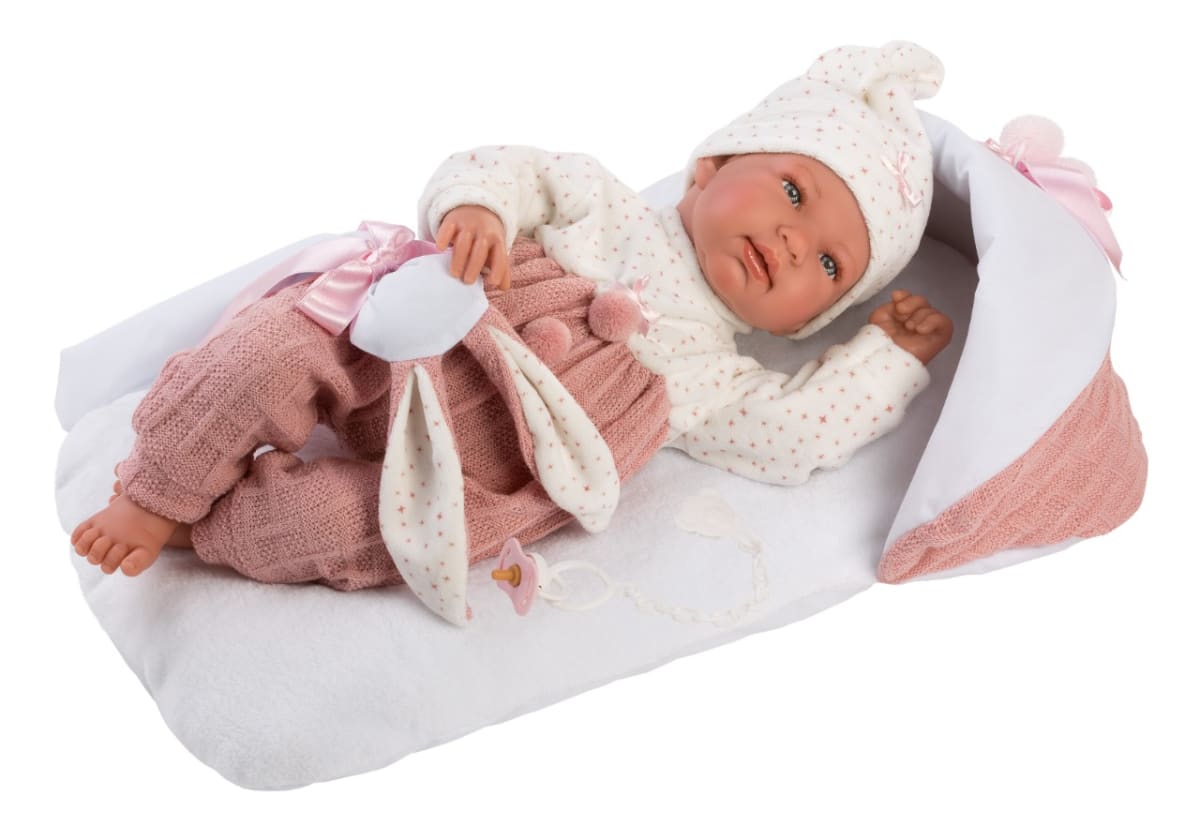 Bebé Recién Nacida Tina Llorona con cambiador Rosa 44 cm2