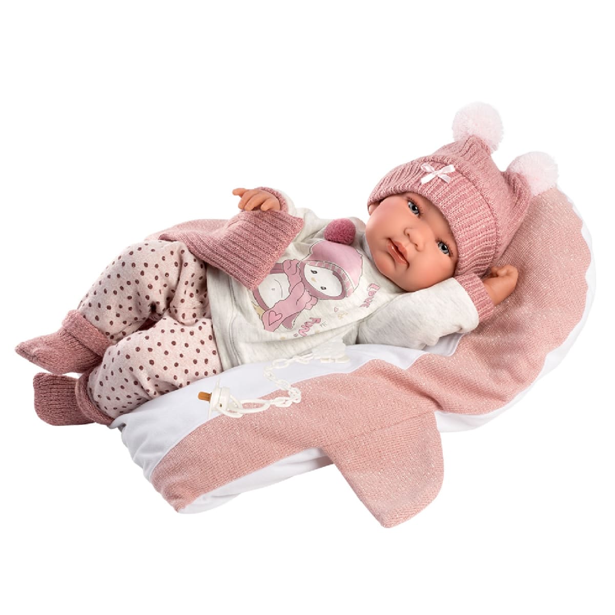 Muñeca Llorens Bebé Tina 43cm Cojin Pingüino1