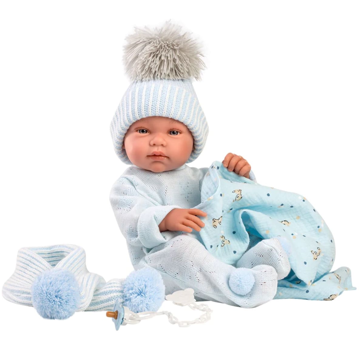 Muñeco Llorens Tino 43cm Toquilla Bambi Celeste4