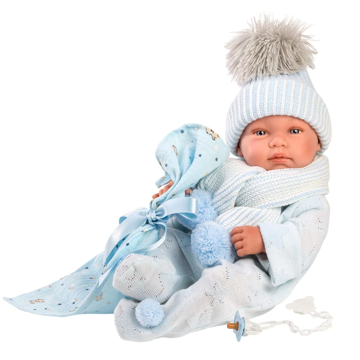 Muñeco Llorens Tino 43cm Toquilla Bambi Celeste2