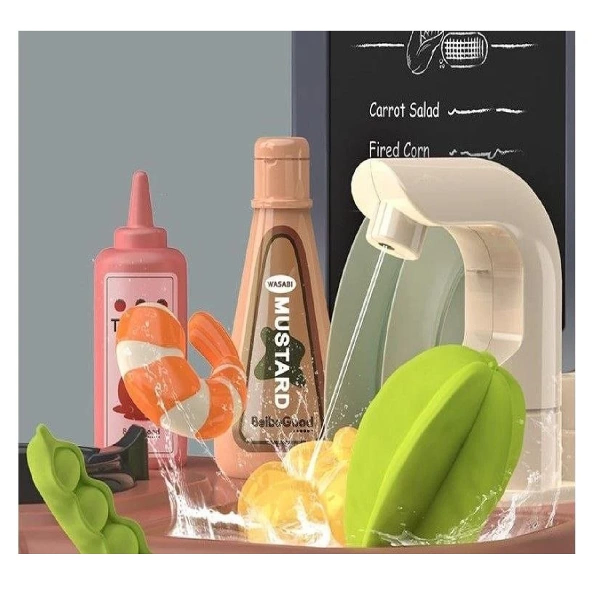 Cocina para Niños  Vapor,Luz y Agua 63cm con 42 piezas 3