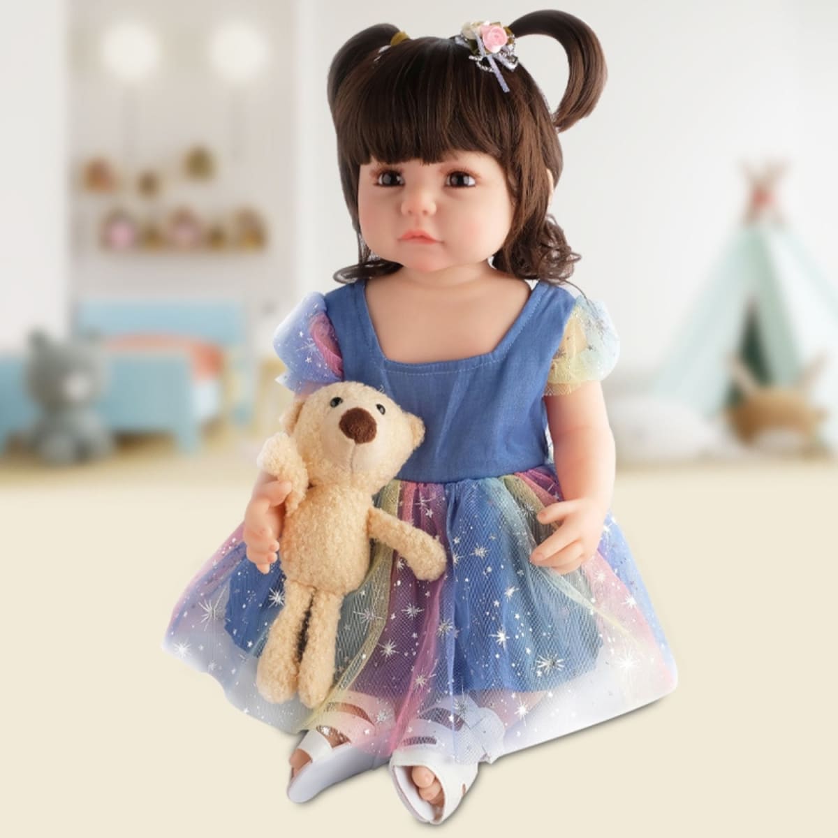 Muñeca Bebe Real Interactiva 55 cm Tipo Reborn-2Blue3
