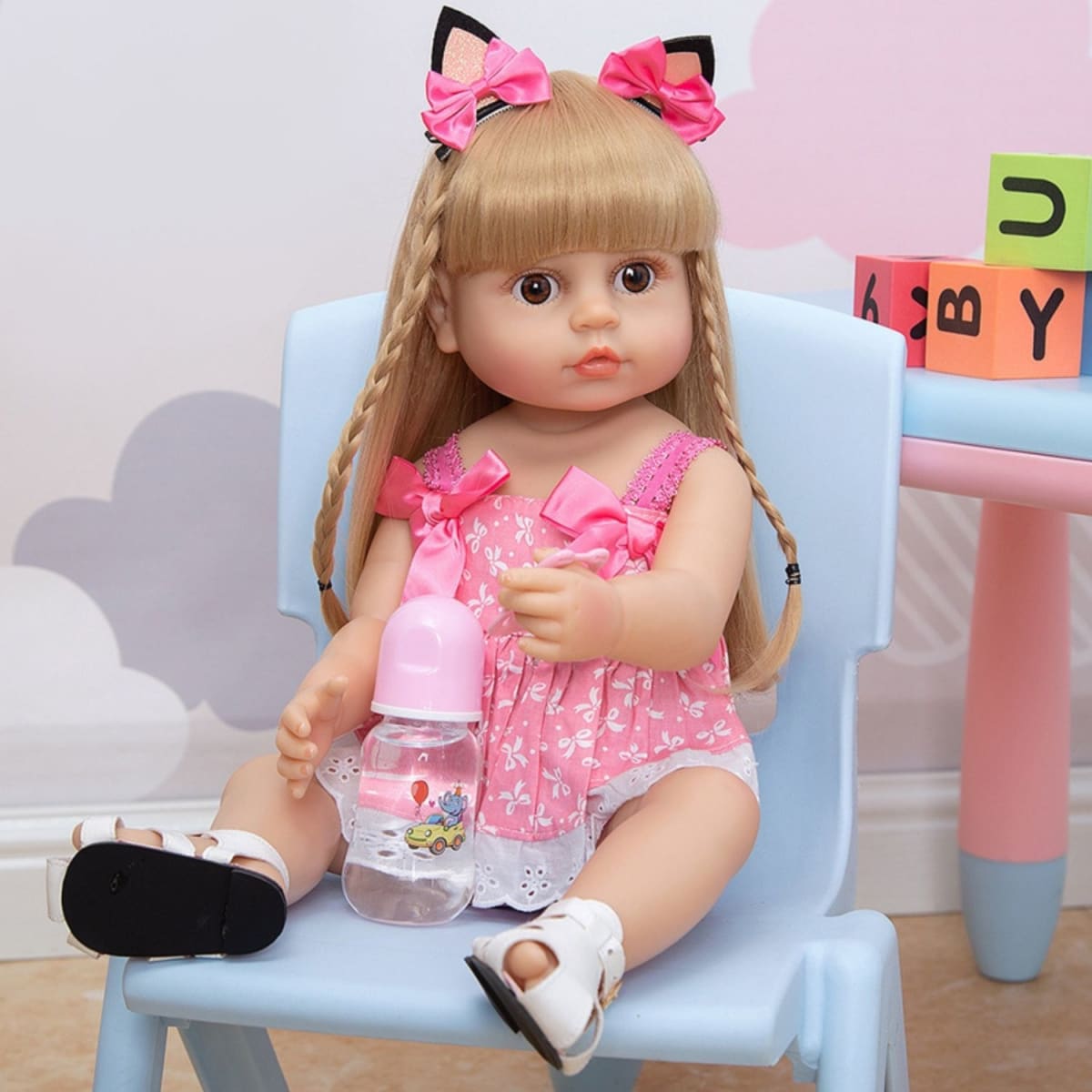 Muñeca Bebe Real Interactiva 55 cm Tipo Reborn-2Pink3