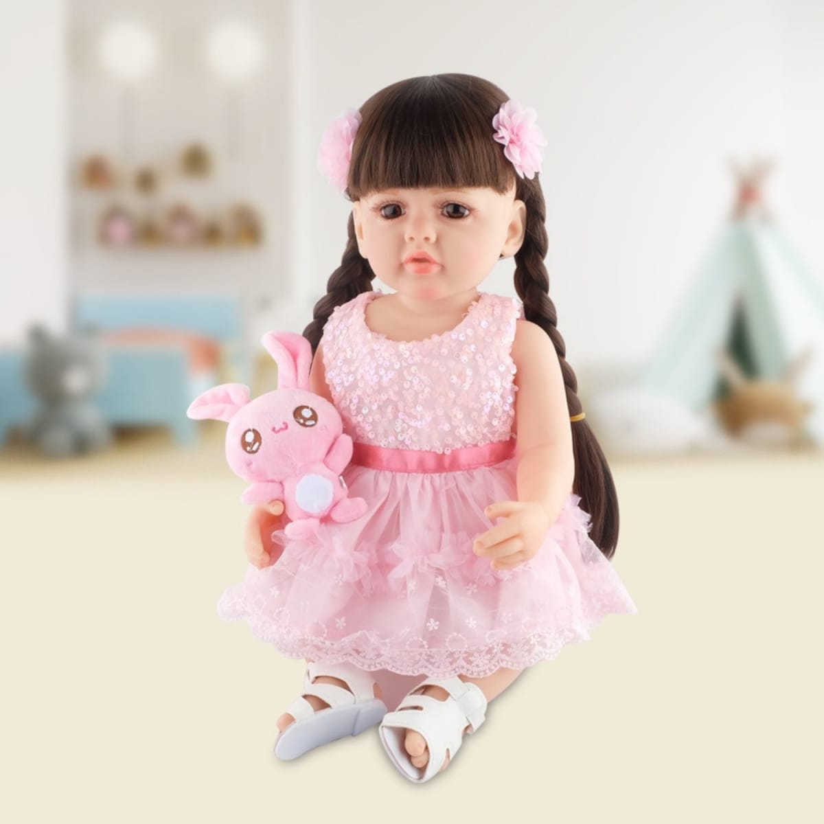 Muñeca Bebe Real Interactiva 55 cm Tipo Reborn-5Pink3