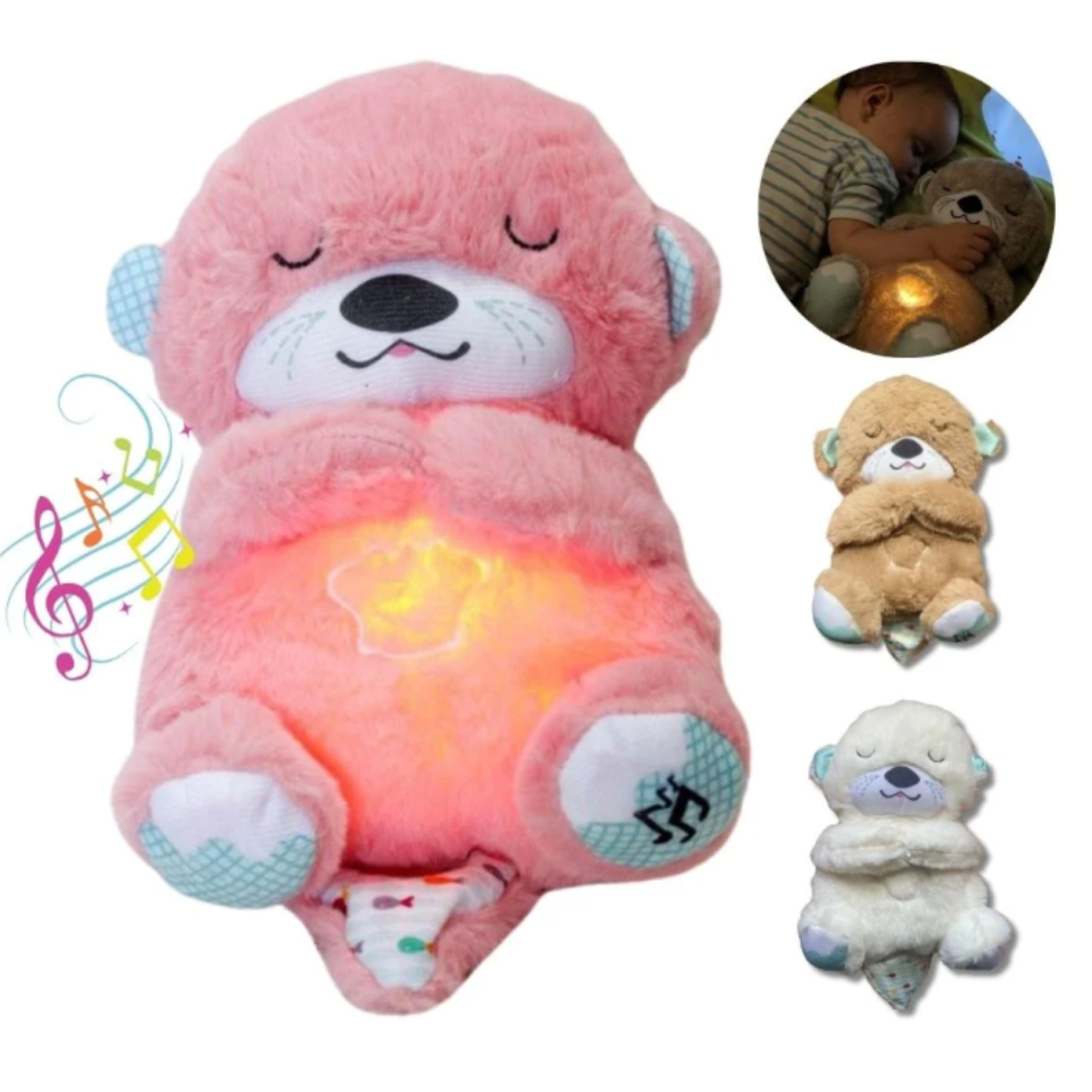 Peluche Nutria que Respira Musical Rosa3