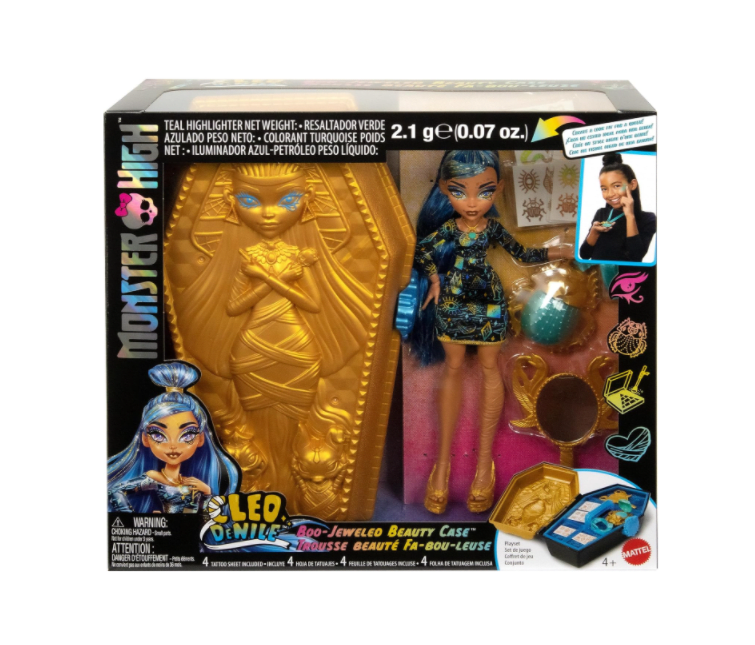 Muñeca Monster High Cleo De Nile Golden Glam Case Beauty Kit y Accesorios6