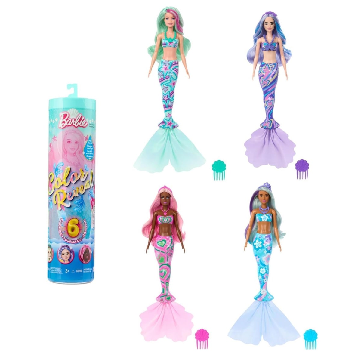 Muñeca Barbie Color Reveal Surprises  Serie Sirena5
