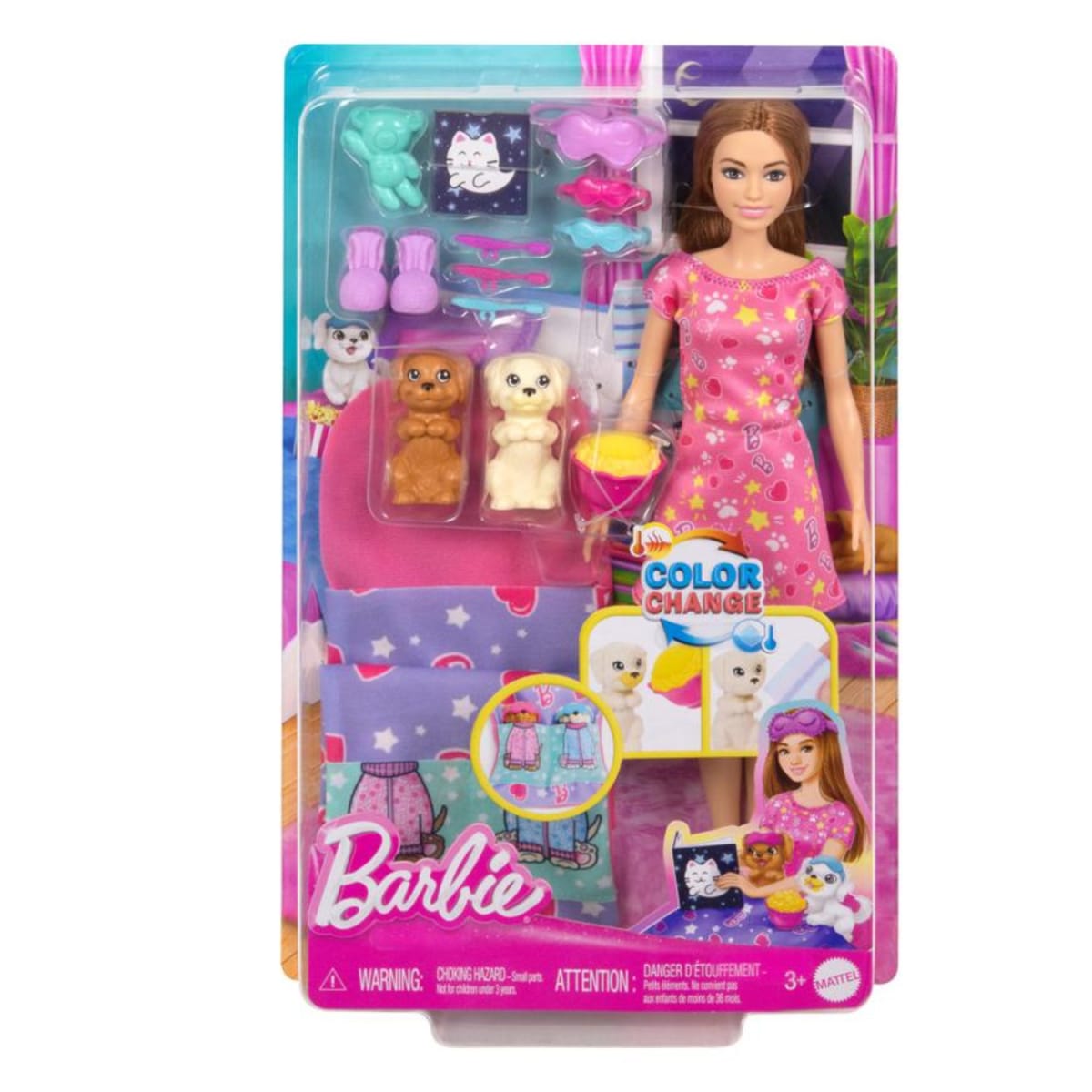 Muñeca Barbie Fiesta de Pijamas con Mascotas14