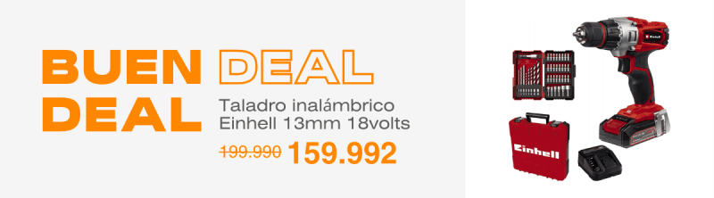 einhell taladro inalambrico 13mm 18volts 60nm 2 batt 18v 2ah 39 piezas