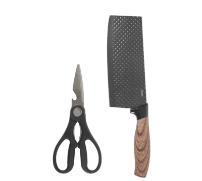 Oster Set Tijera y Cuchillo carnicero 17cm Gunderson estilo madera1