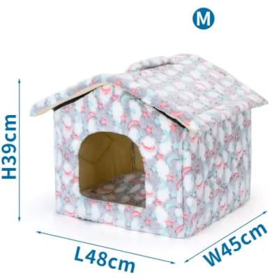 Casa de mascotas de felpa con estampado de estrellas4