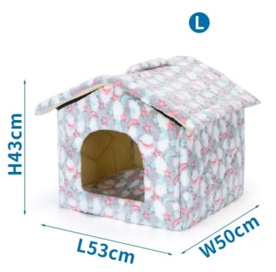 Casa de mascotas de felpa con estampado de estrellas Large1