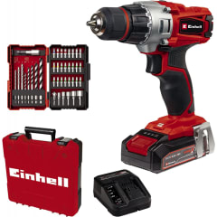 Einhell Taladro inalambrico 13mm 18volts /60nm  2 Batt 18v 2ah + 39 piezas