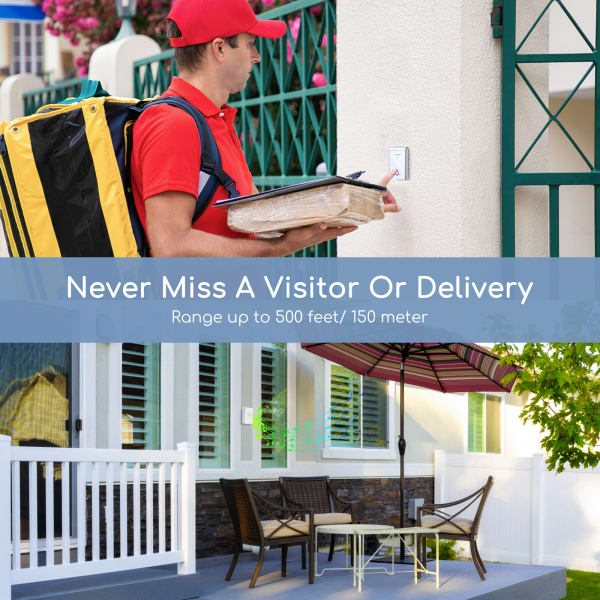 Aigostar Timbre inalámbrico a pilas - 2 Receptores y 1 Transmisor2