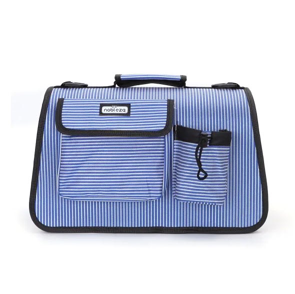 Bolsa de mascota con rayas Azul2