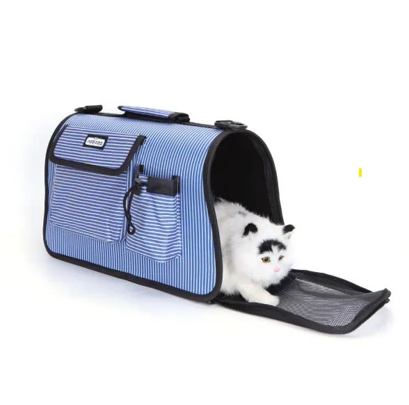 Bolsa de mascota con rayas Azul5