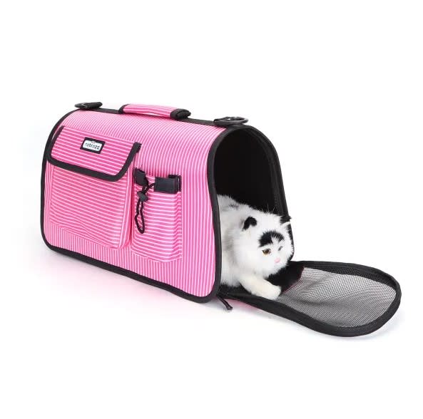 Bolsa de mascota con rayas Rosa5
