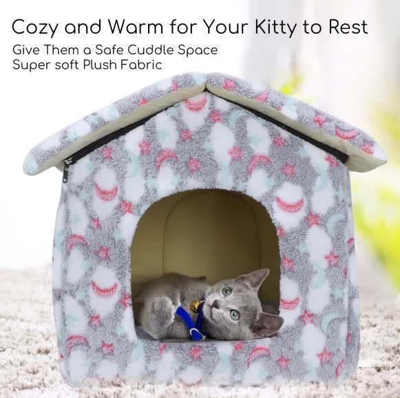 Casa de mascotas de felpa con estampado de estrellas Large2
