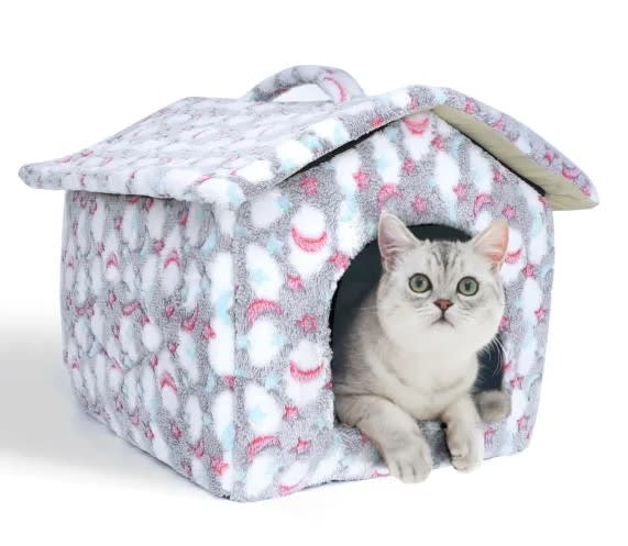Casa de mascotas de felpa con estampado de estrellas2