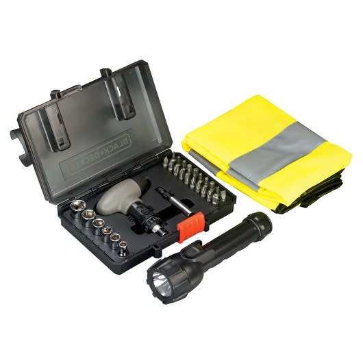 Set SOS automovil Black and Decker con linterna y chaleco reflectante1