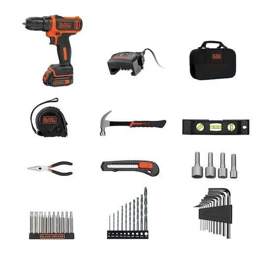 Black and Decker Taladro inalambrico 12v con maleta y 43 piezas2