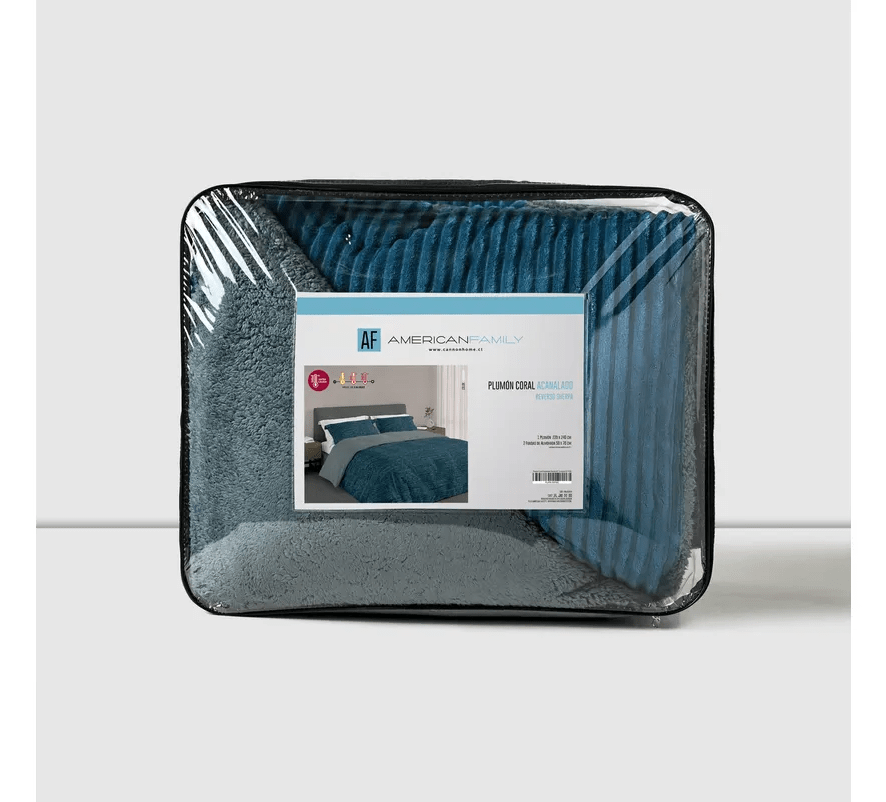 Plumon Coral Sherpa liso 2.0 Plazas Turquesa3