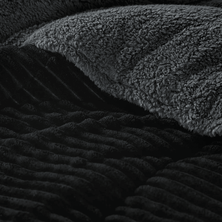 Plumon Coral Sherpa liso 2.5 Plazas Gris2