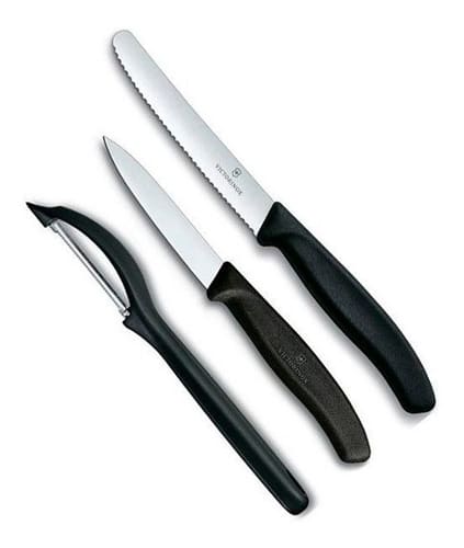 Victorinox Juego 2 cuchillos y 1 pelador Verdura Negro 7113.31 2