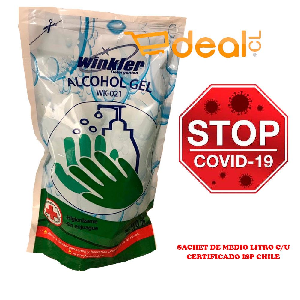 Sachet Alcohol Gel 500cc (Certificado Chile)1