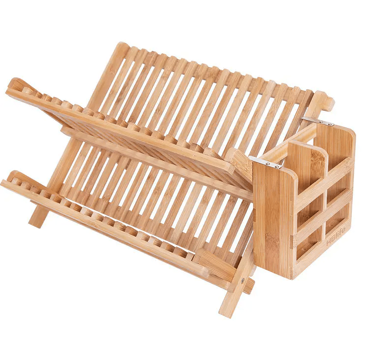Escurridor De Platos De Bambú Plegable Para Cocina1