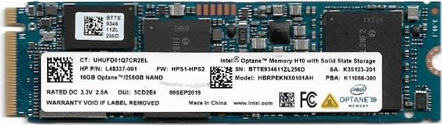 Intel Optane Memory H10 16Gb Optane + SSD Storage 256gb NAND1