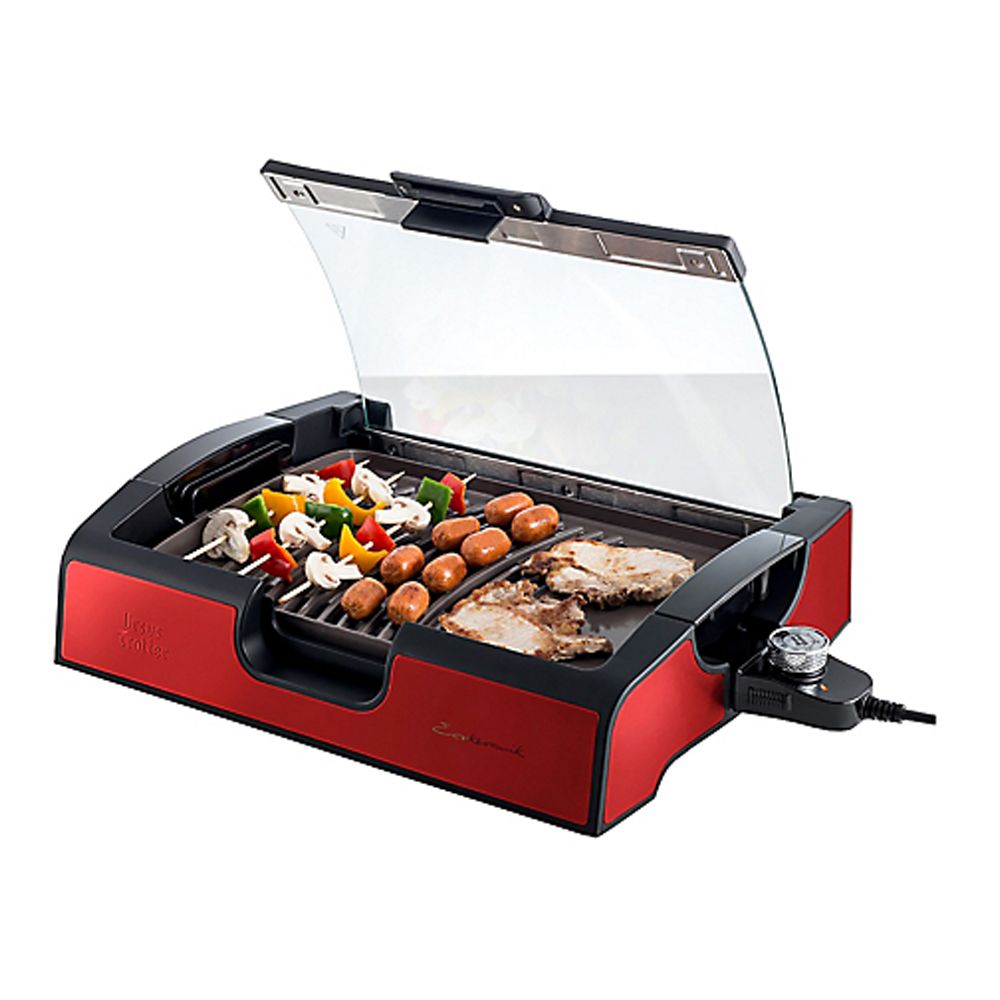 Parrilla eléctrica UrsusTrotter Ecokeramik Roja Tapa vidrio1