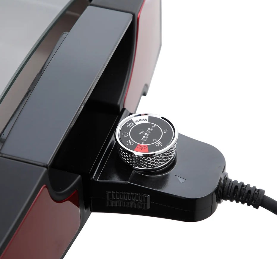 Parrilla eléctrica UrsusTrotter Ecokeramik Roja Tapa vidrio2
