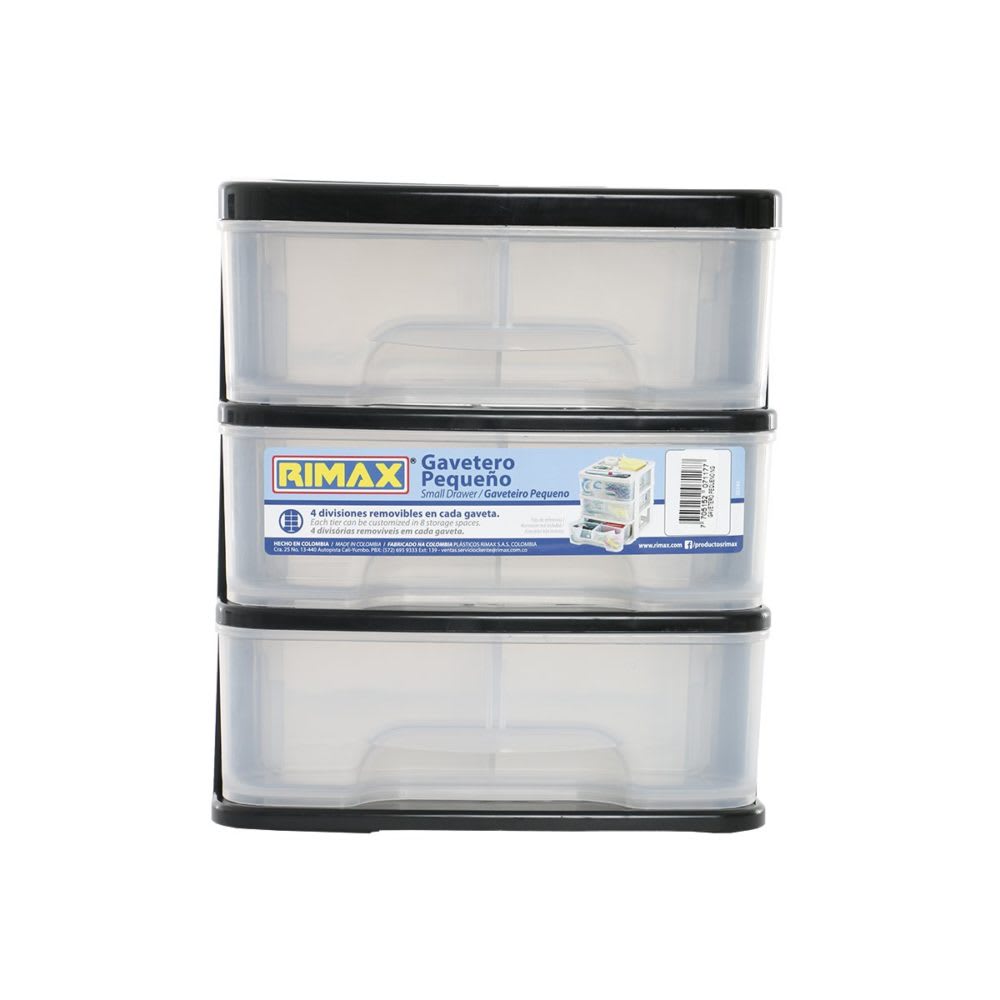 Caja Organizadora Pequeña De 3 Niveles Negro Rimax3