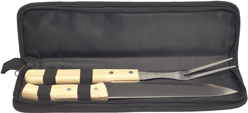 Set tenedor cuchillo Grill 2 piezas bolso lona2