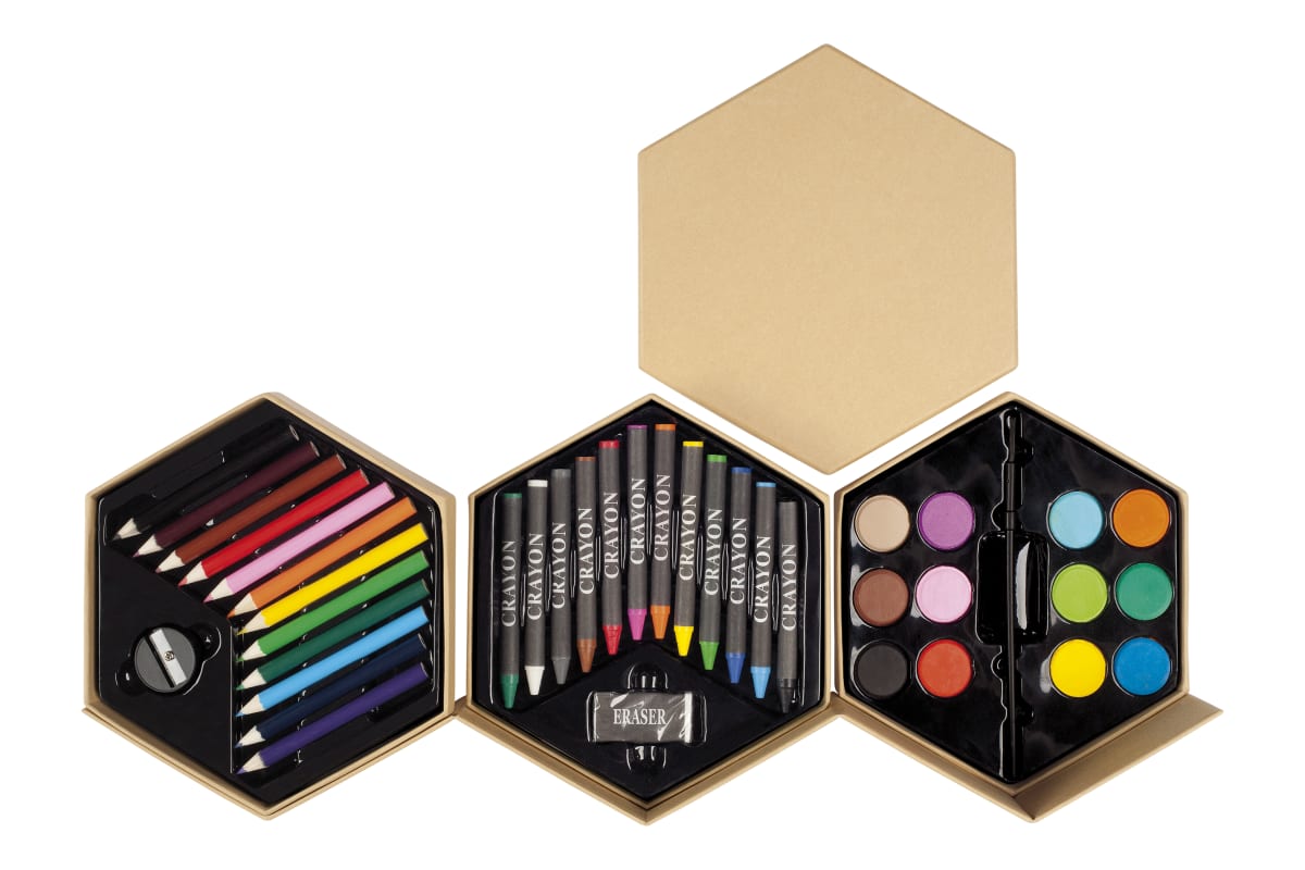 Set de pinturas escolares en Hexagono3