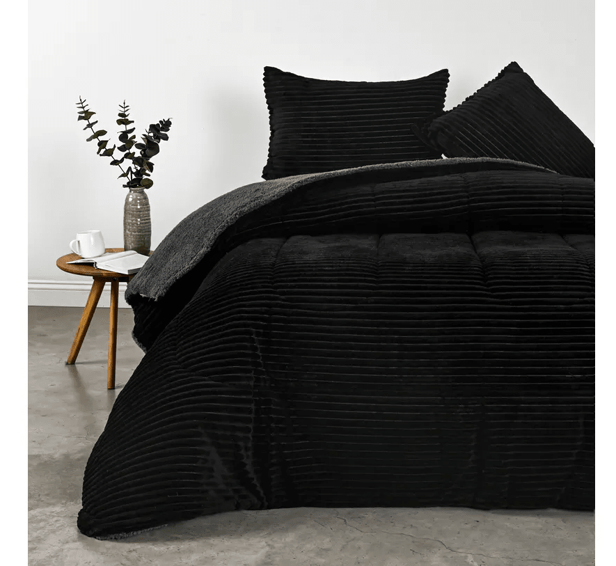 Plumon Coral Sherpa liso 2.5 Plazas Gris1