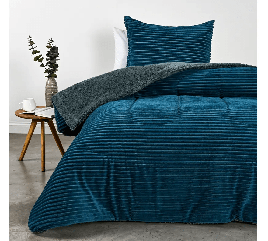 Plumon Coral Sherpa liso 1.5 Plazas Turquesa1