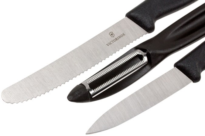 Victorinox Juego 2 cuchillos y 1 pelador Verdura Negro 7113.31 3