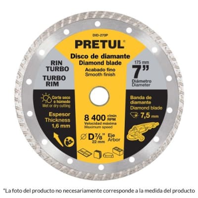 Disco diamantado rin turbo uso general, Pretul