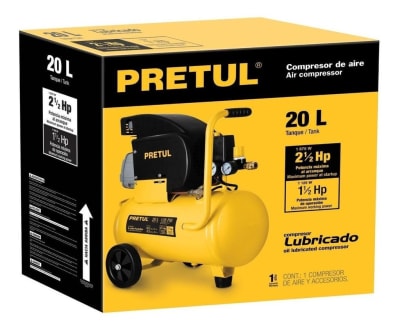 COMPRESORA LUBRICADA 20 LITROS PRETUL