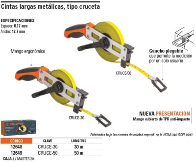 WINCHA METALICA TIPO CRUCETA, TRUPER
