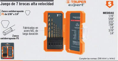 Juego de 7 brocas para metal Truper