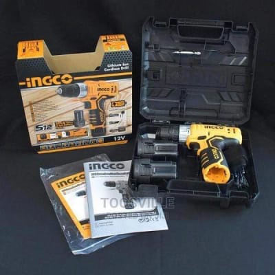 Taladro atornillador de 12V en maleta Ingco