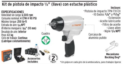 Kit llave neumatica profesional 1/2