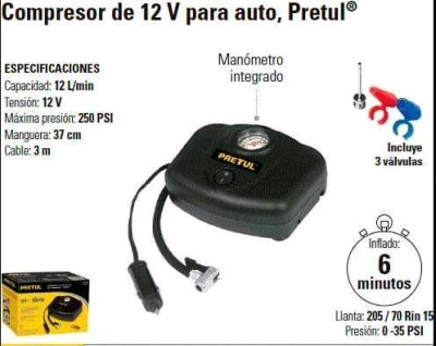 Compresora de 12v para auto Pretul