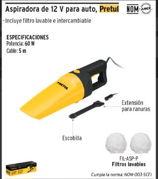 Aspiradora de 12v para auto Pretul