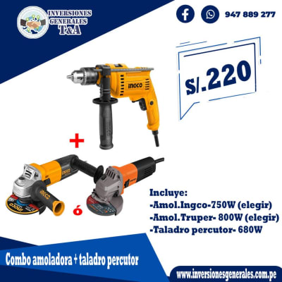 Combo amoladora + taladro