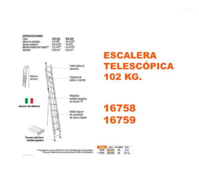 ESCALERA TELESCÓPICA DE ALUMINIO 175KG - TRUPER