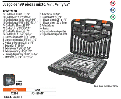 Juego de 199 piezas mixto Truper